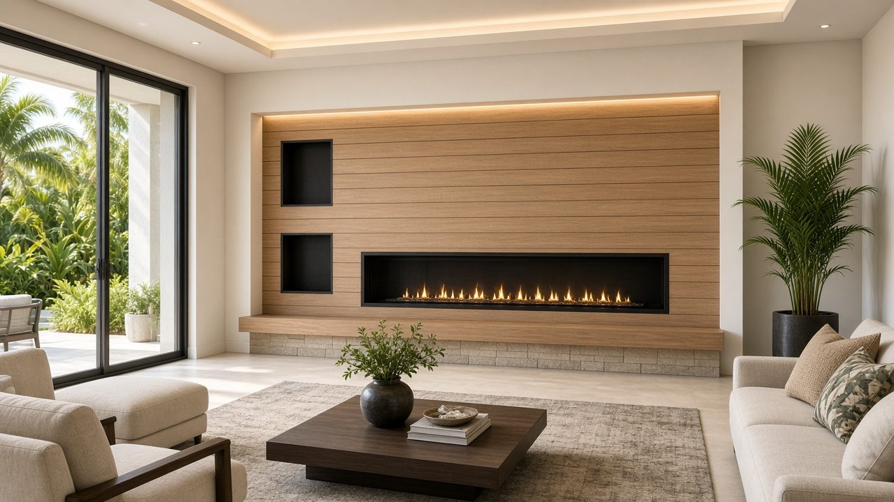 Design rendering: babcock ranch 02 fireplace media wall concept