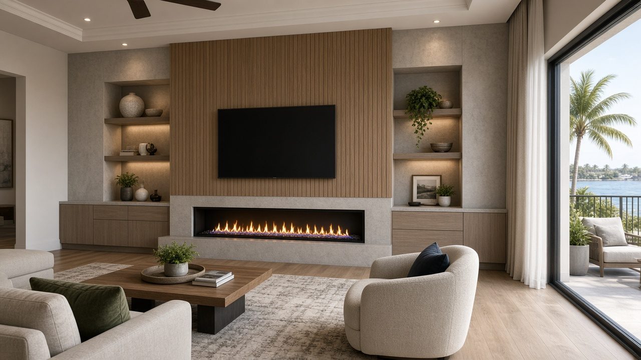 Design rendering: bradenton 02 fireplace media wall concept