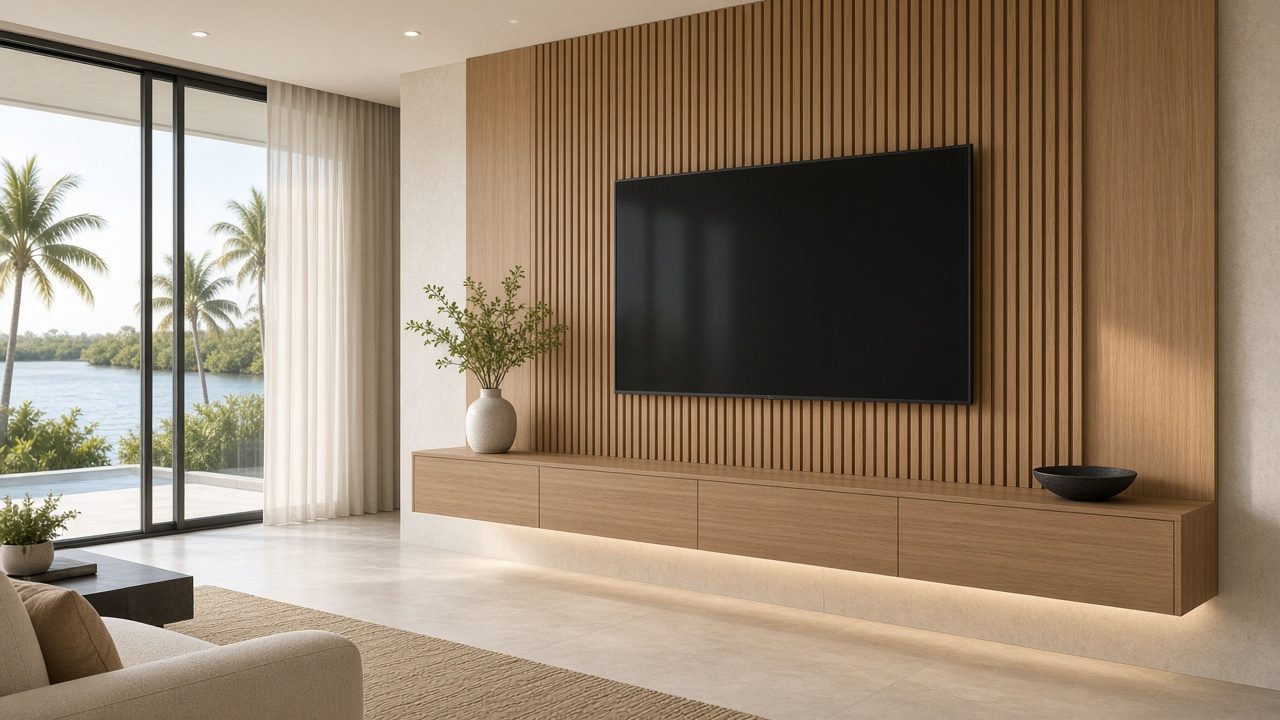 Design rendering: casey key 03 modern floating tv wall concept