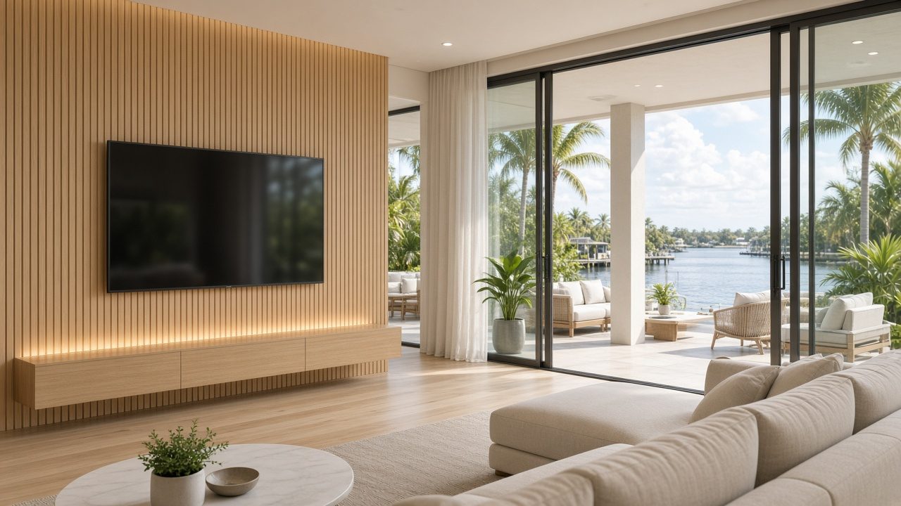 Design rendering: fort myers 01 floating tv wall concept
