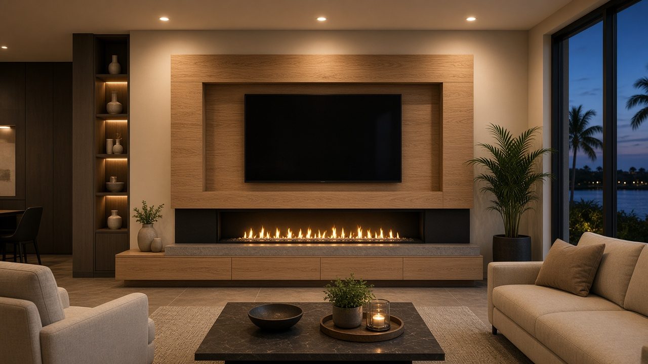 Design rendering: fort myers 02 fireplace media wall concept