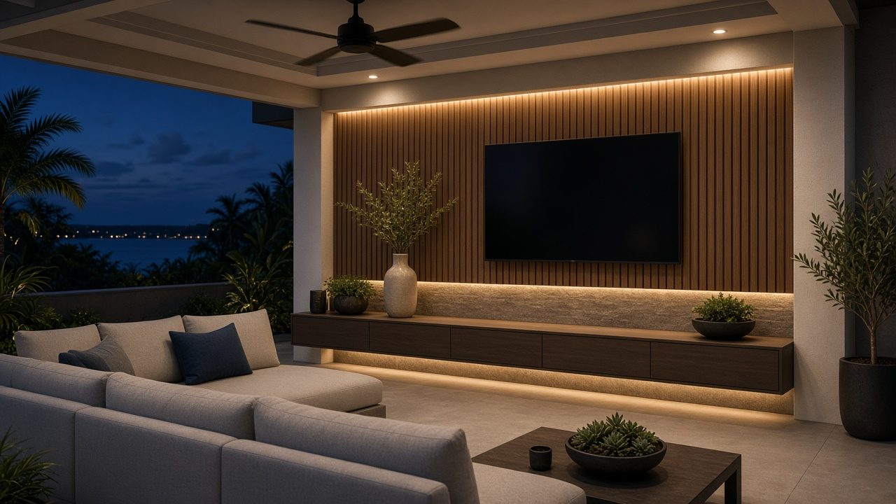 Design rendering: after lanai media wall