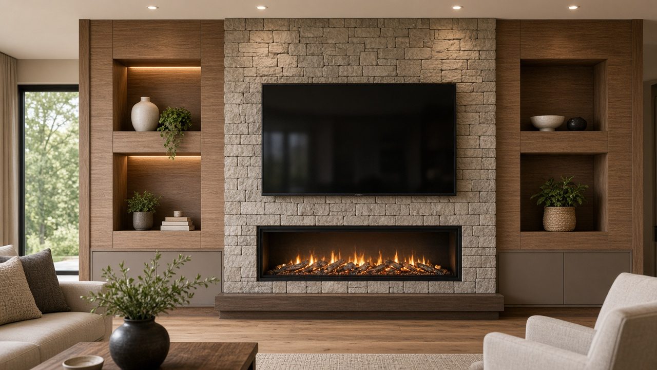 Design rendering: lakewood ranch 02 fireplace media wall concept