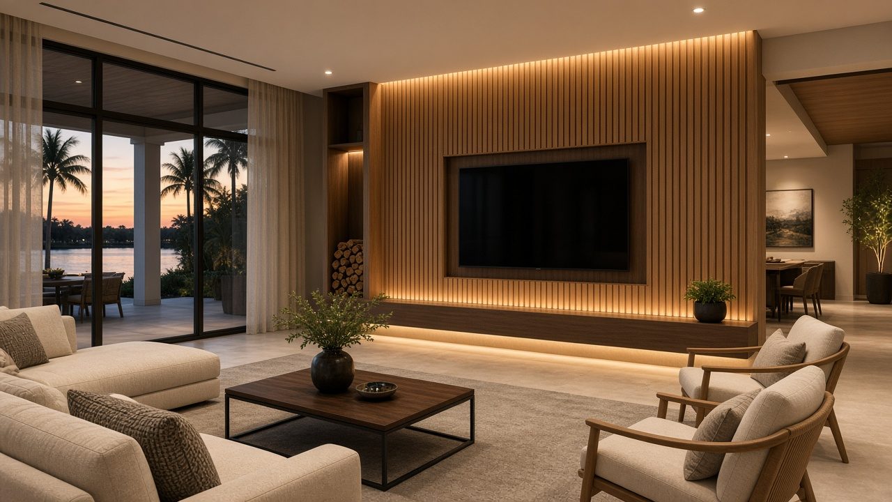 Design rendering: lakewood ranch 03 backlit media wall concept