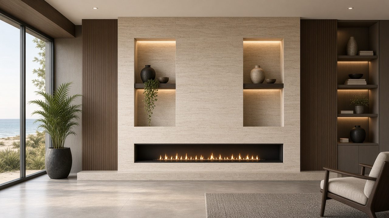Design rendering: longboat key 02 fireplace media wall concept