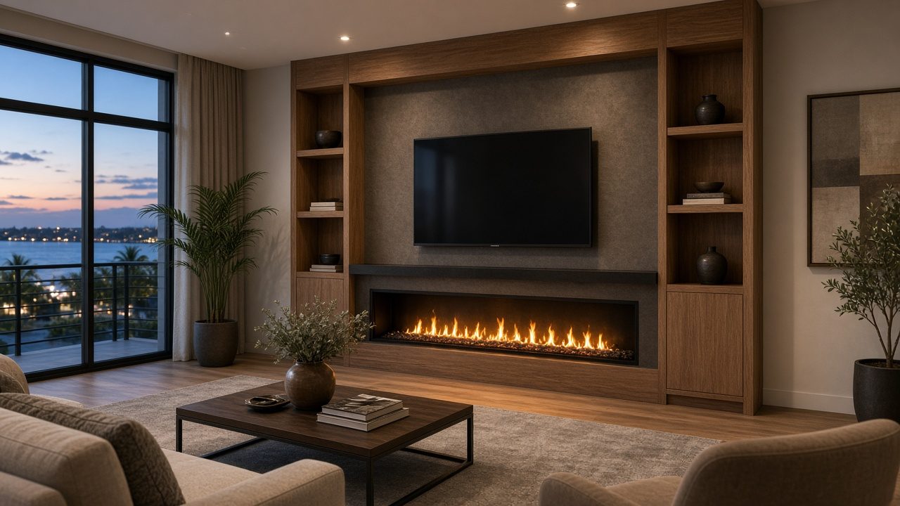 Design rendering: sarasota 02 fireplace media wall concept