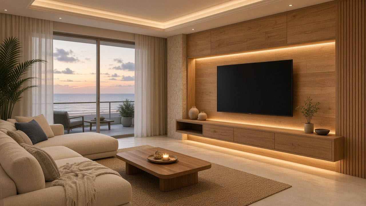 Design rendering: siesta key 02 backlit media wall concept