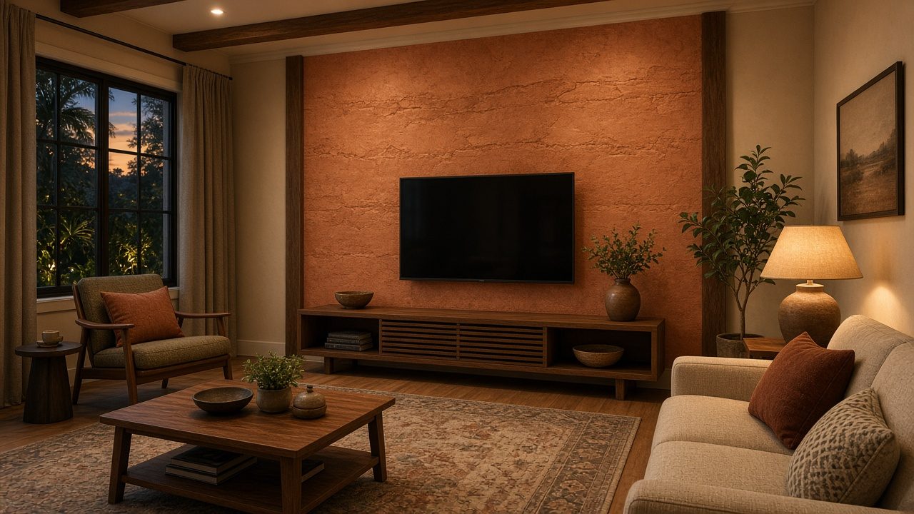 Design rendering: st petersburg 02 terracotta stone look media wall concept